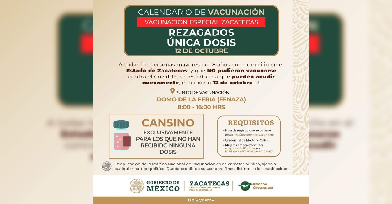 Acude al Domo de la FENAZA con tu credencial del INE y el expediente de vacunación que puedes imprimir en https://mivacuna.salud.gob.mx  | Foto: Cortesía.
