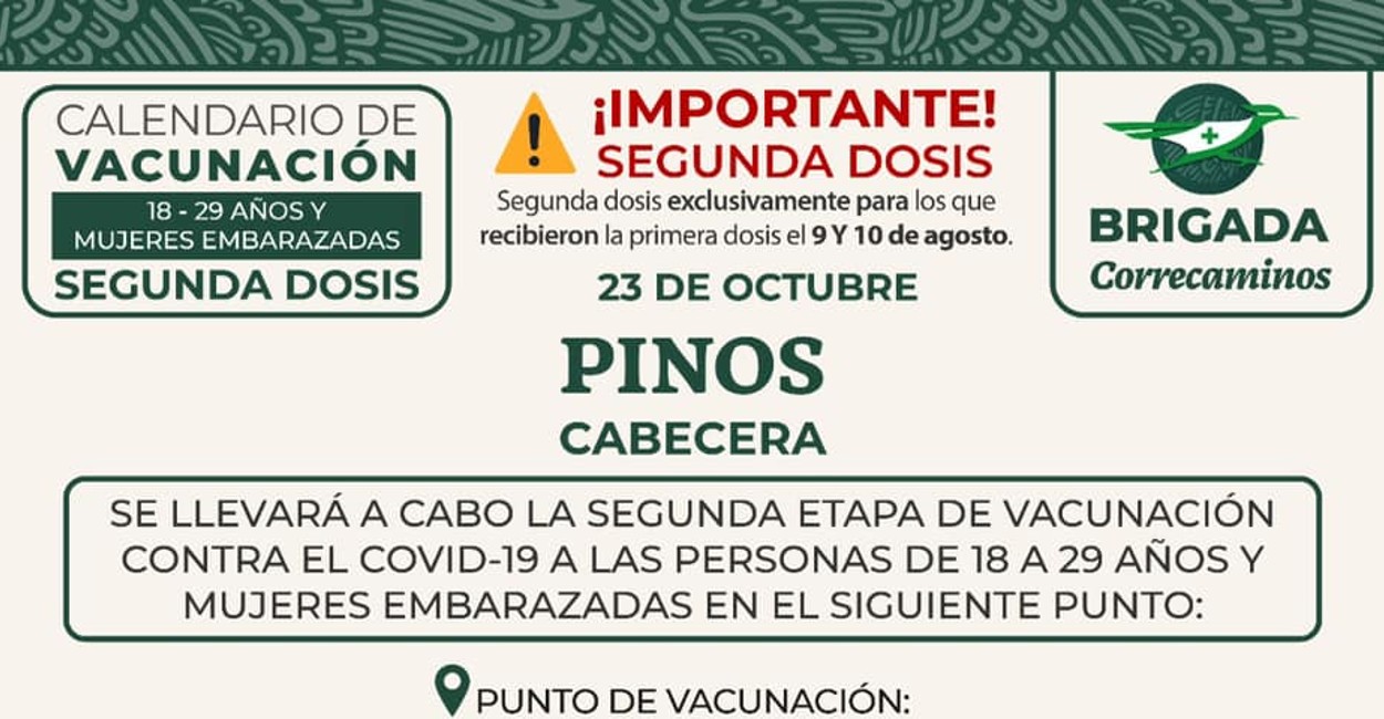 Calendario de vacunación anticovid. | Foto: Cortesía.