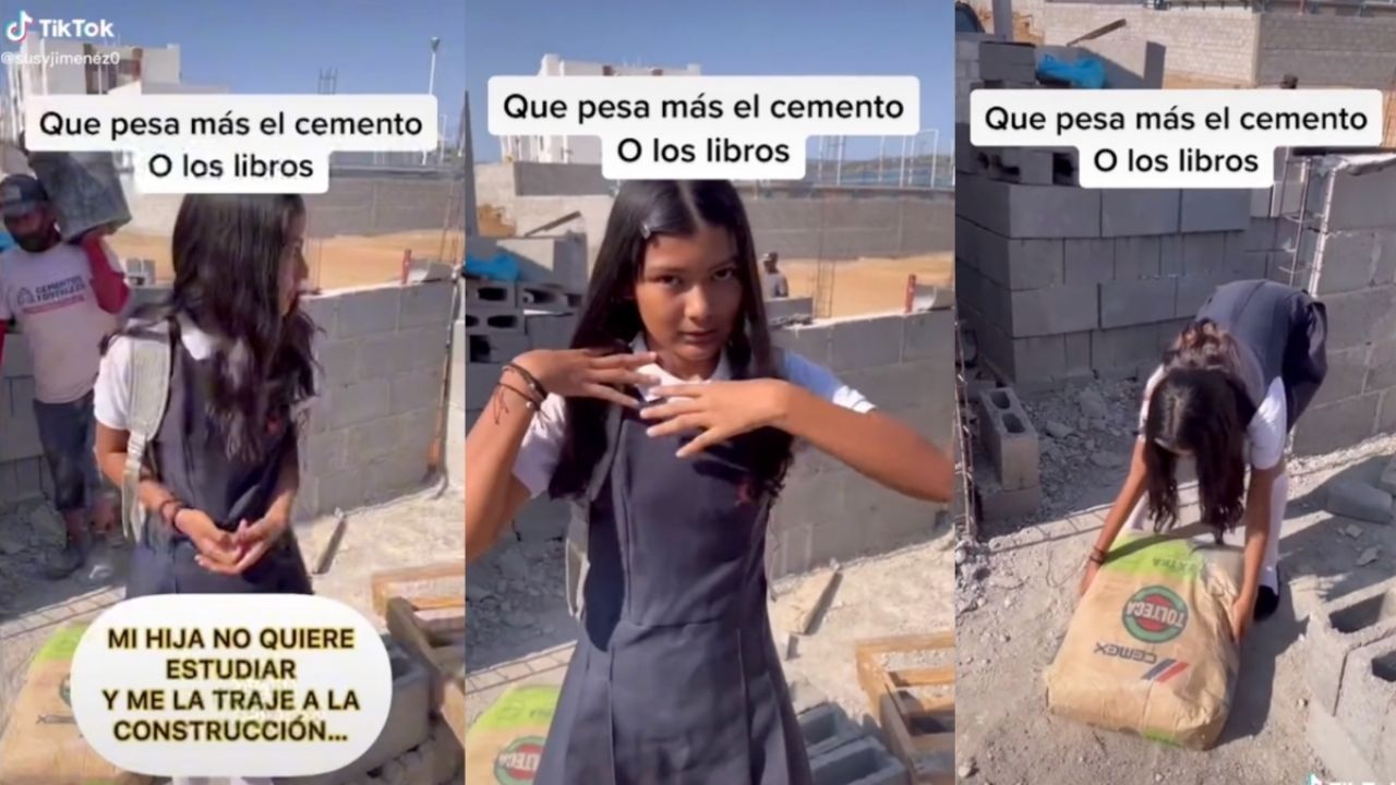 VIDEO: Por querer dejar la escuela, albañil da lección a su hija y se hace viral en TikTok