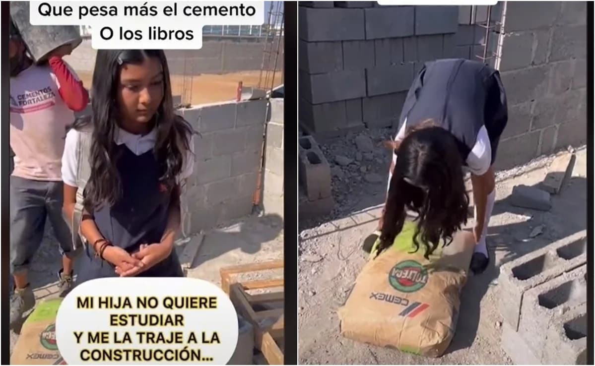 VIDEO: Por querer dejar la escuela, albañil da lección a su hija y se hace viral en TikTok