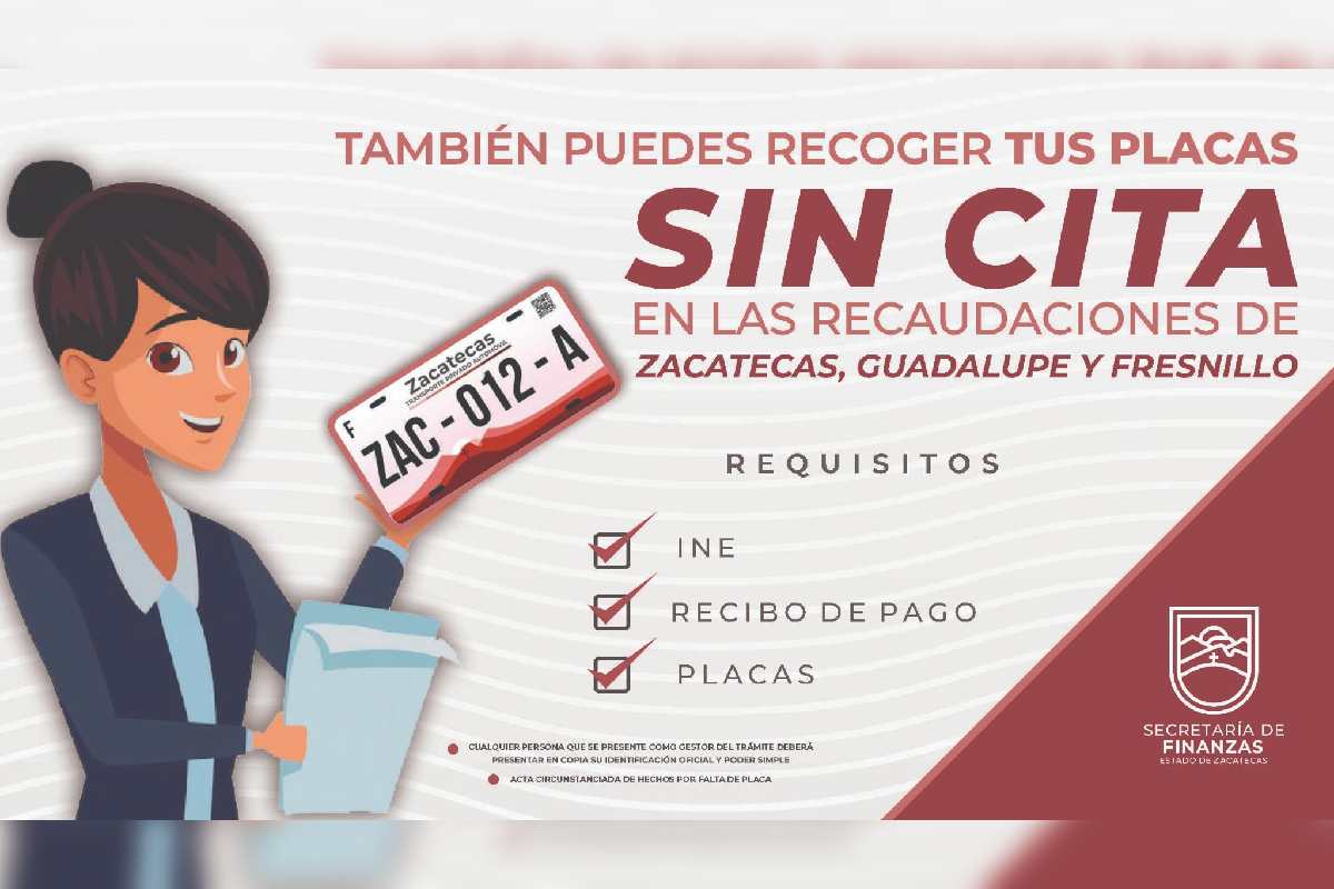 La entrega de placas sin cita se realizará en Guadalupe, Fresnillo y Zacatecas. | Foto: Cortesía.