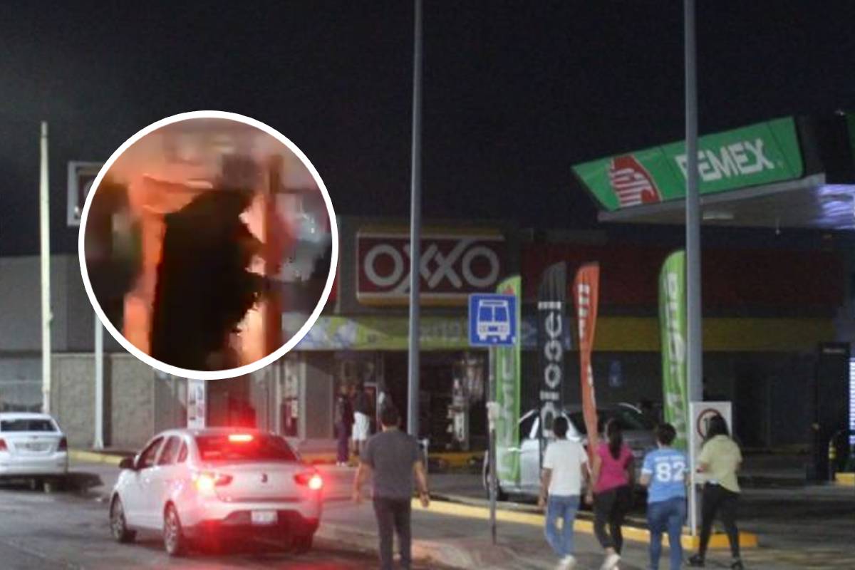 Hombres armados entraron a una tienda OXXO durante los narcobloqueos en Guanajuato. | Foto: Cortesía.