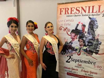 La nueva soberana de la Feria de Fresnillo y sus princesas engalanaron la presentación del Cartel Taurino para el 2 de septiembre en Fresnillo.