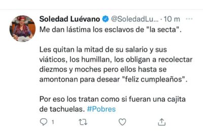 Twitter de Soledad Luévano