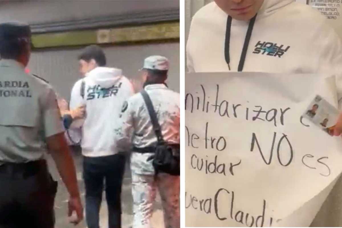 Un video muestra la detención de un joven; que se manifestaba en las instalaciones del Metro; por parte de la Guardia Nacional. | Foro: Cortesía.