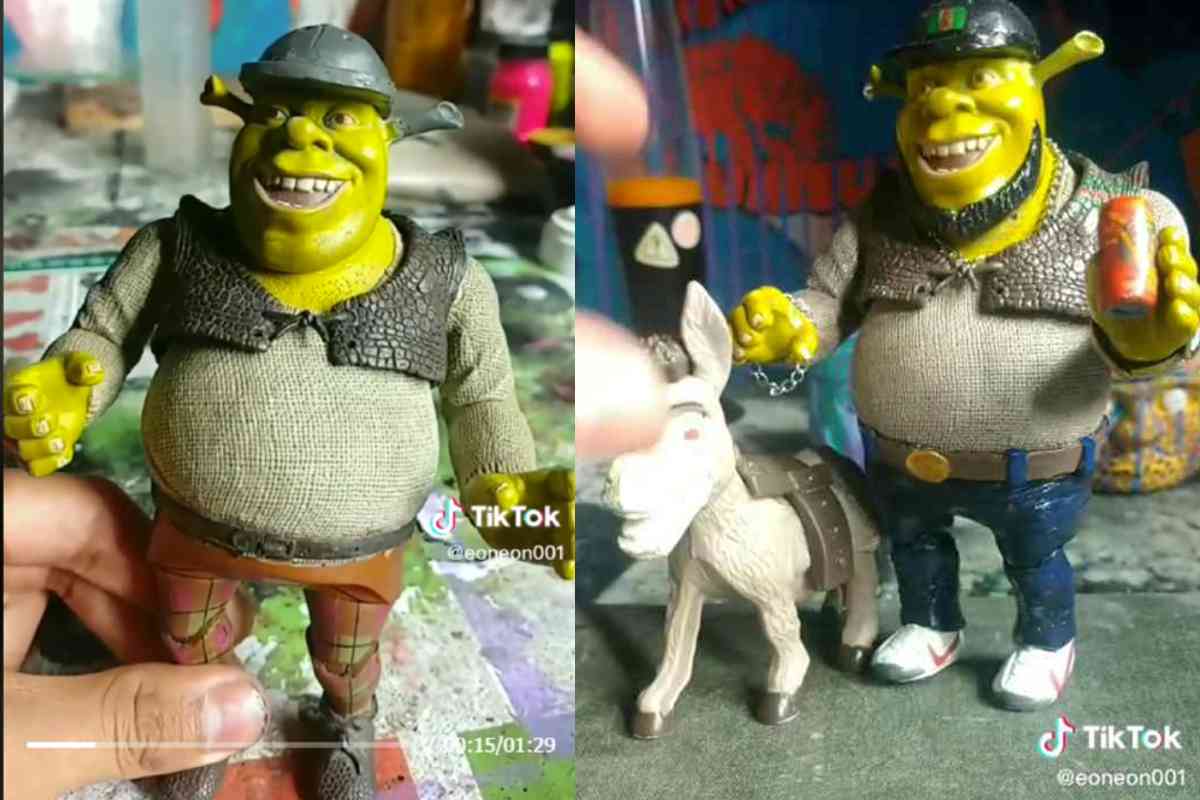 Shrek siendo decorada al estilo ‘‘buchón’’ se hizo popular en TikTok. | Foto: Cortesía.