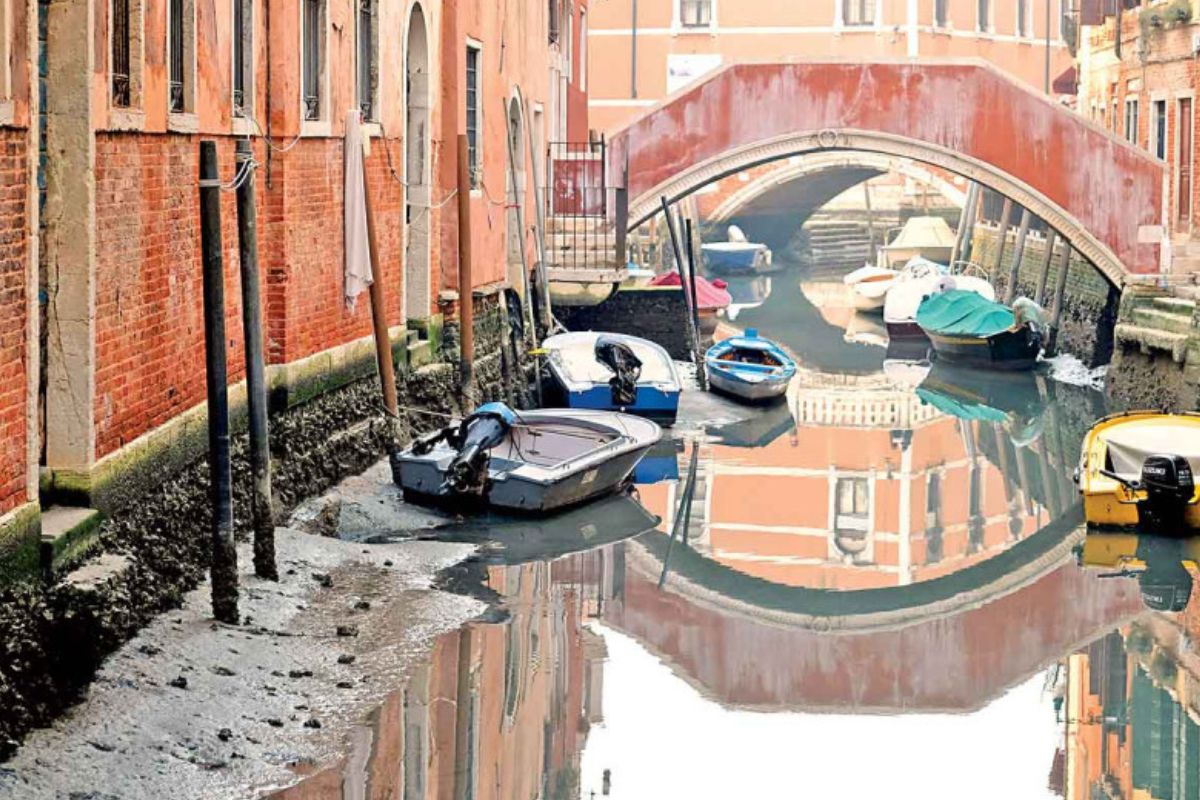 Los canales de Venecia lucen casi totalmente secos | Foto: Cortesía.