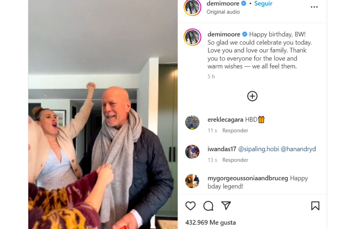 Demi Moore subió un vídeo de Bruce Willis feliz durante su cumpleaños.