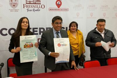 Durante la conferencia de prensa de este miércoles, Maricela Dimas Reveles, presidenta de la Comisión de Derechos Humanos del Estado de Zacatecas (CDHEZ) y el alcalde.