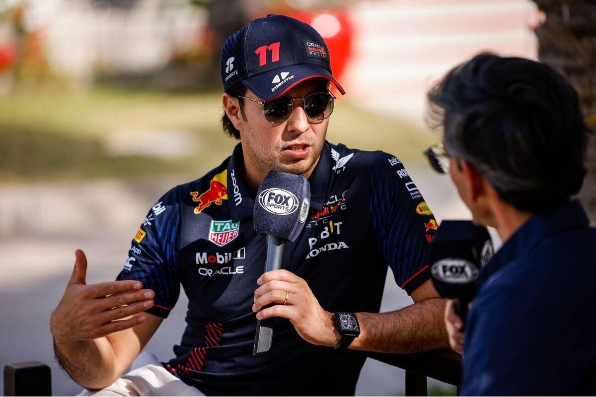El piloto mexicano Sergio ‘Checo’ Pérez de Red Bull, luego de conseguir su segundo podio consecutivo en el Gran Premio de Bélgica 2023