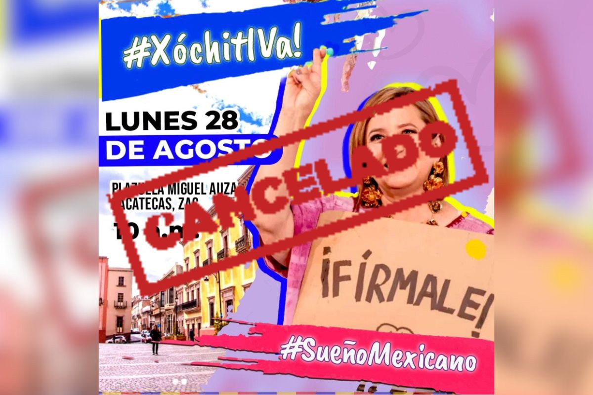 Xóchitl Gálvez no viene el lunes a Zacatecas.