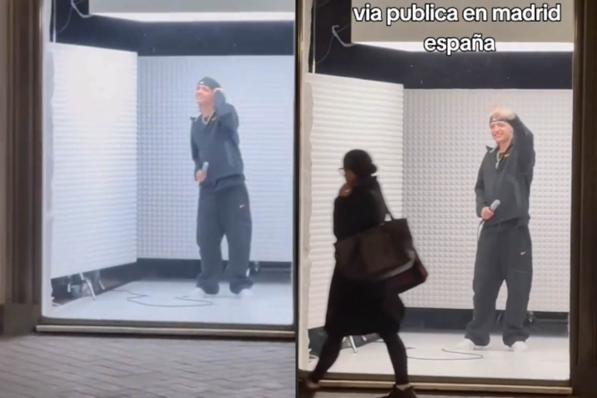 Peso Pluma canta en las calles de España y así reacciona la gente