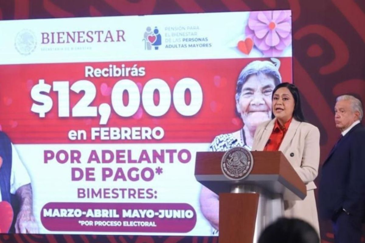 Ariadna Montiel, secretaria de Bienestar, informó sobre el pago adelantado de la Secretaría del Bienestar dada la próxima veda electoral. | Foto: Cortesía.