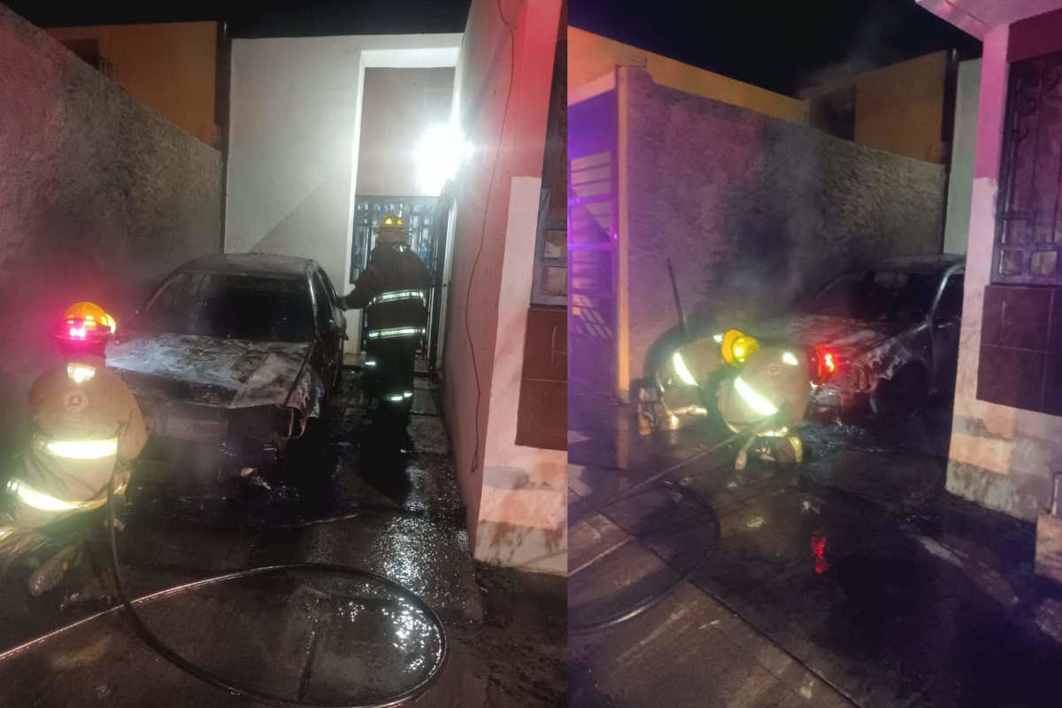 Se incendia un vehículo en Villas de Guadalupe por causas desconocidas