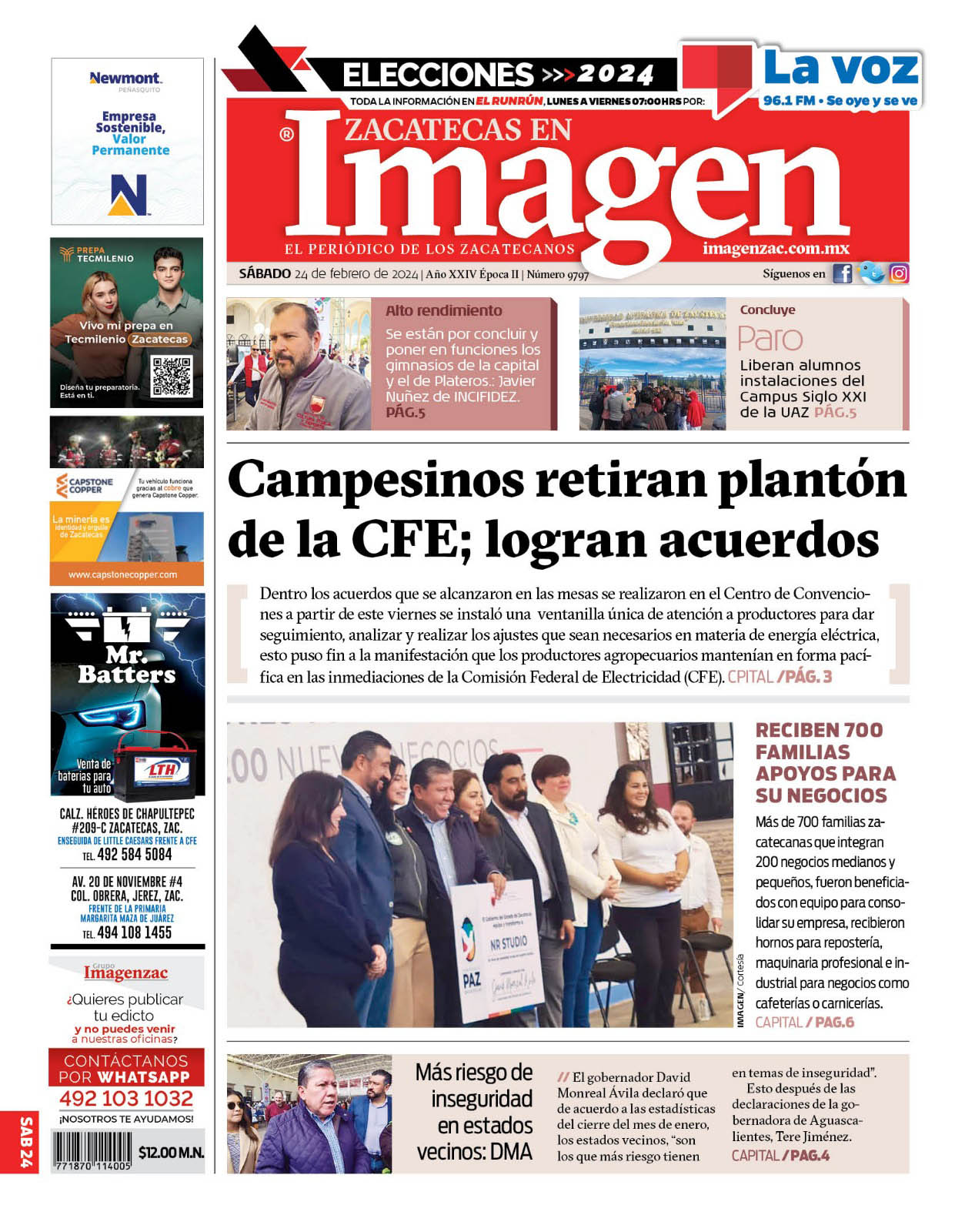 Imagen Zacatecas edición del 24 de febrero de 2024