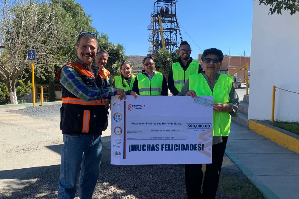 Capstone Copper dona recursos para la reconstrucción de la biblioteca pública de la comunidad de Hacienda Nueva, Morelos