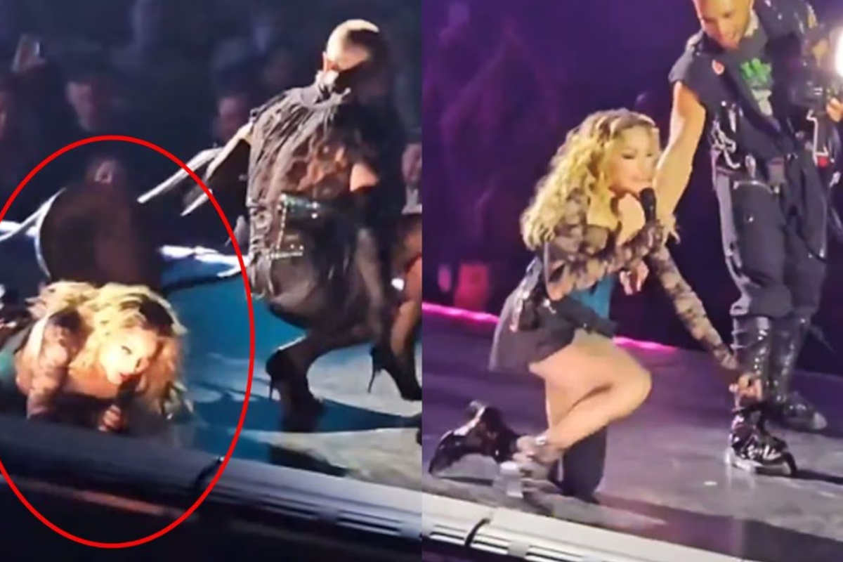 Bailarín tira a Madonna en pleno concierto; así reaccionó la reina del pop