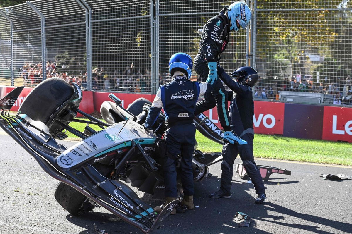 El piloto británico George Russell (Mercedes) sufrió un aparatoso accidente durante las últimas vueltas del Gran Premio de Australia 2024.