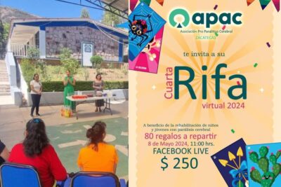Rifa virtual en beneficio de APAC Zacatecas. | Foto: Cortesía.