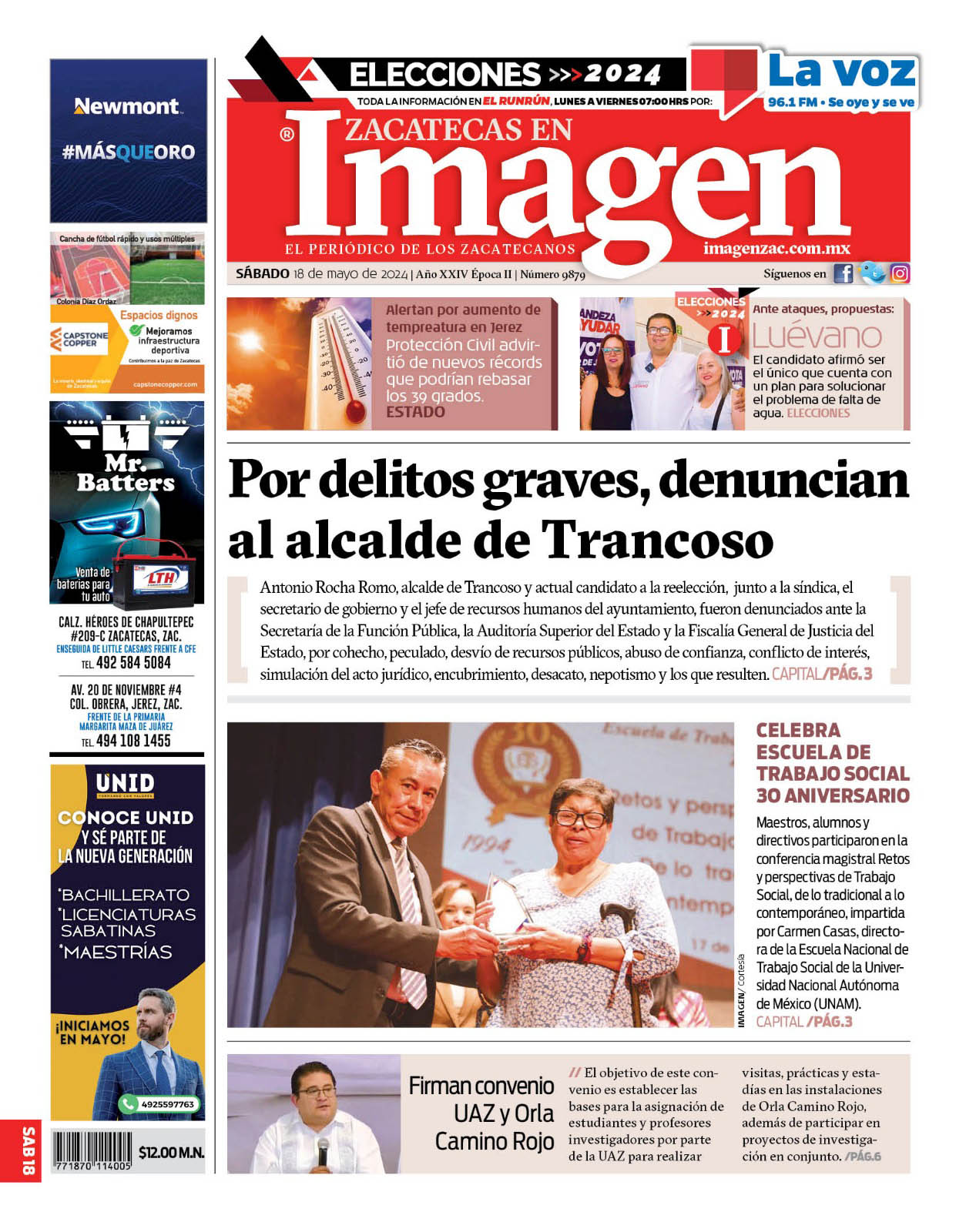 Imagen Zacatecas edición del 18 de mayo de 2024