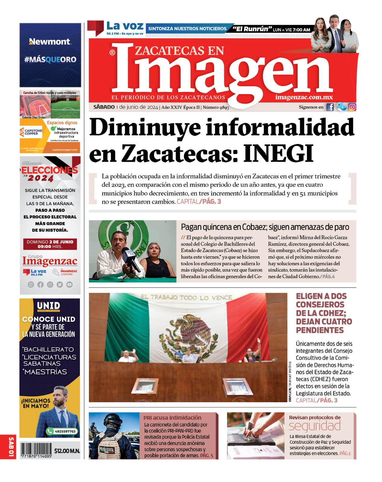 Imagen Zacatecas edición del 01 de junio de 2024