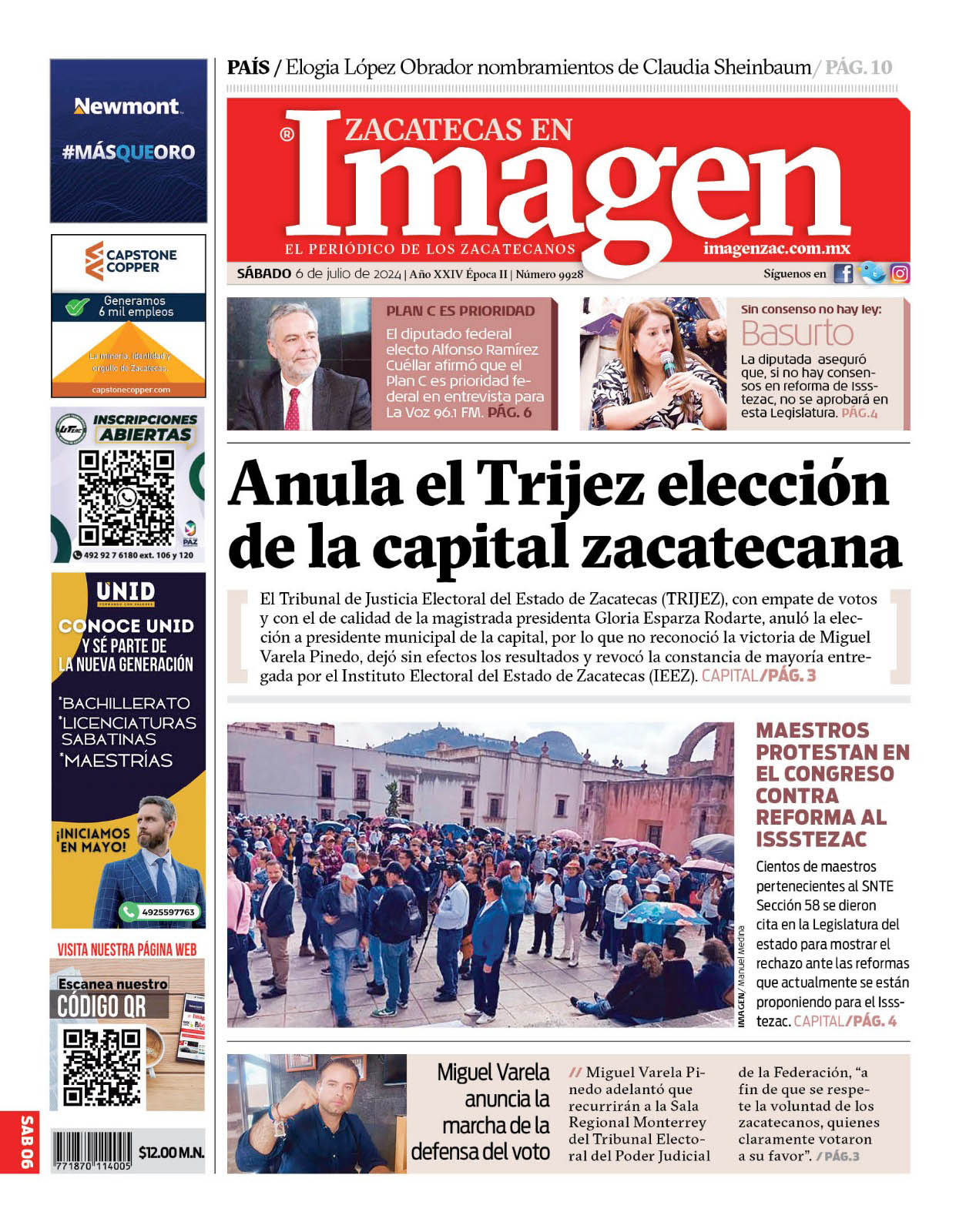 Imagen Zacatecas edición del 06 de julio de 2024